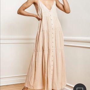 All Sunny Days Blush Tiered Button Front Maxi Dress